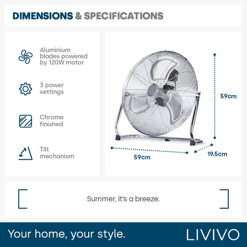 Chrome Floor Fan - 20"